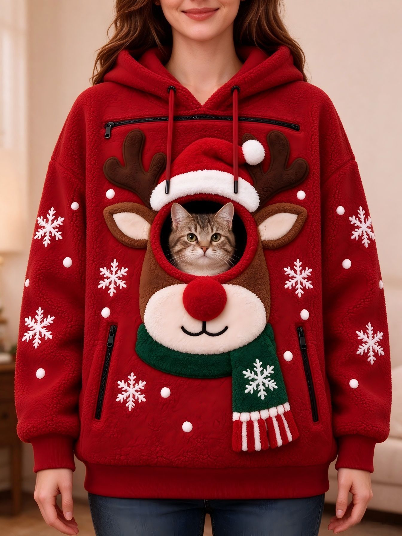 Christmas Hooded Fleece Sweatshirt - Image 4