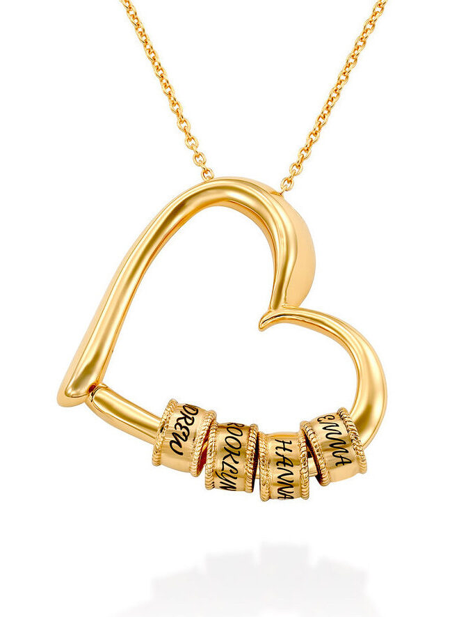 The Clarisse Engravable Heart Pendant Beaded Chain Necklace – La Rose Couture Jewellery & Accessories