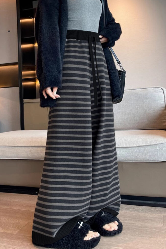 The Delphine Striped High Waist Wide Leg Pants Detail – La Rose Couture Trousers & Skirts