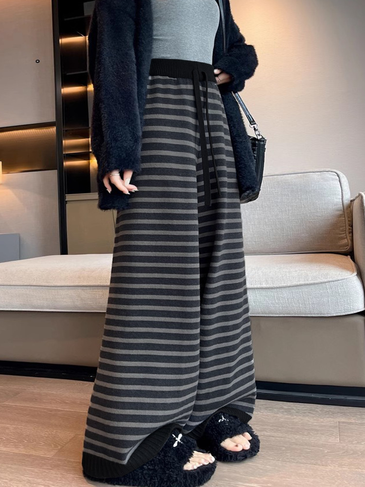 Womens Striped High Waist Wide Leg Pants - Image 4