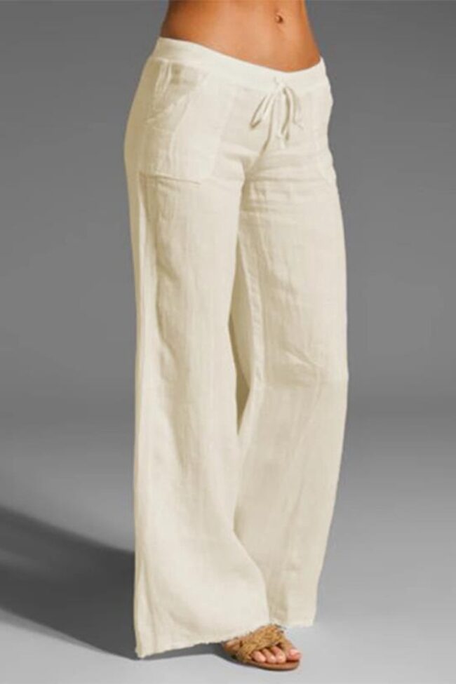 Cotton Linen Wide Leg Pants Detail – La Rose Couture Trousers & Skirts
