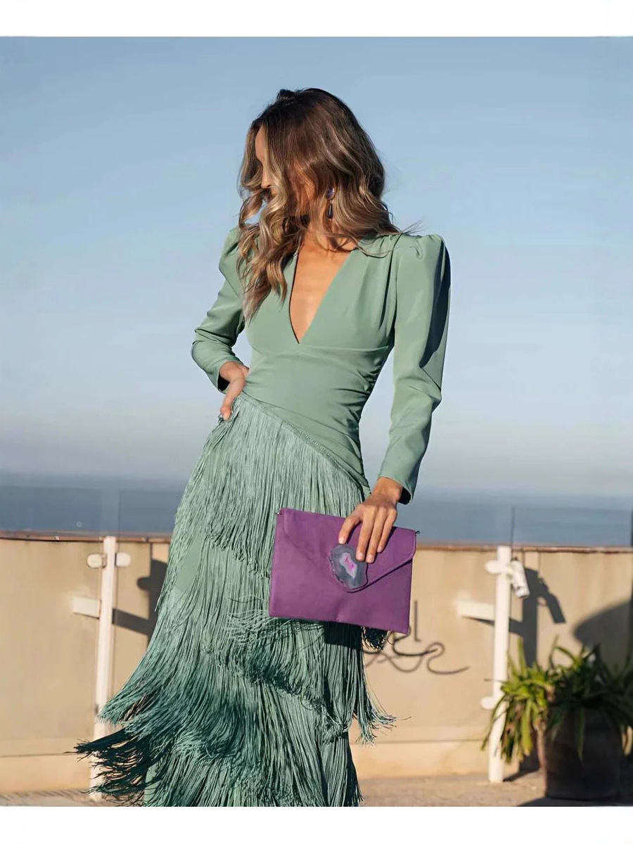 Elegant Tassel Maxi Evening Dress - Image 2