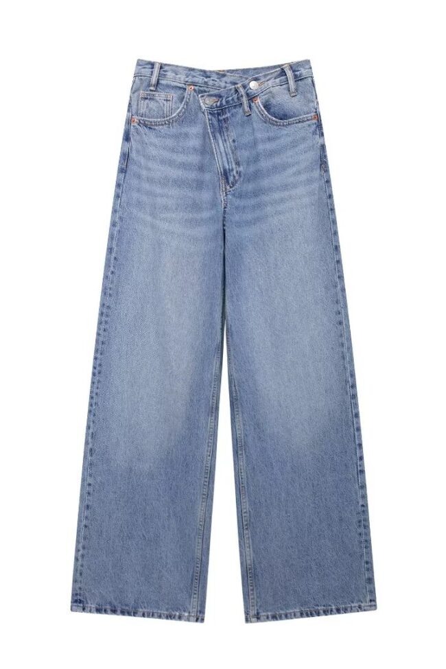 The Angele High Waist Wide Leg Denim Pants Detail – La Rose Couture Trousers & Skirts