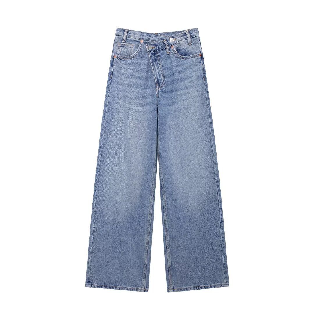 Womens High Waist Wide Leg Denim Pants - Image 2