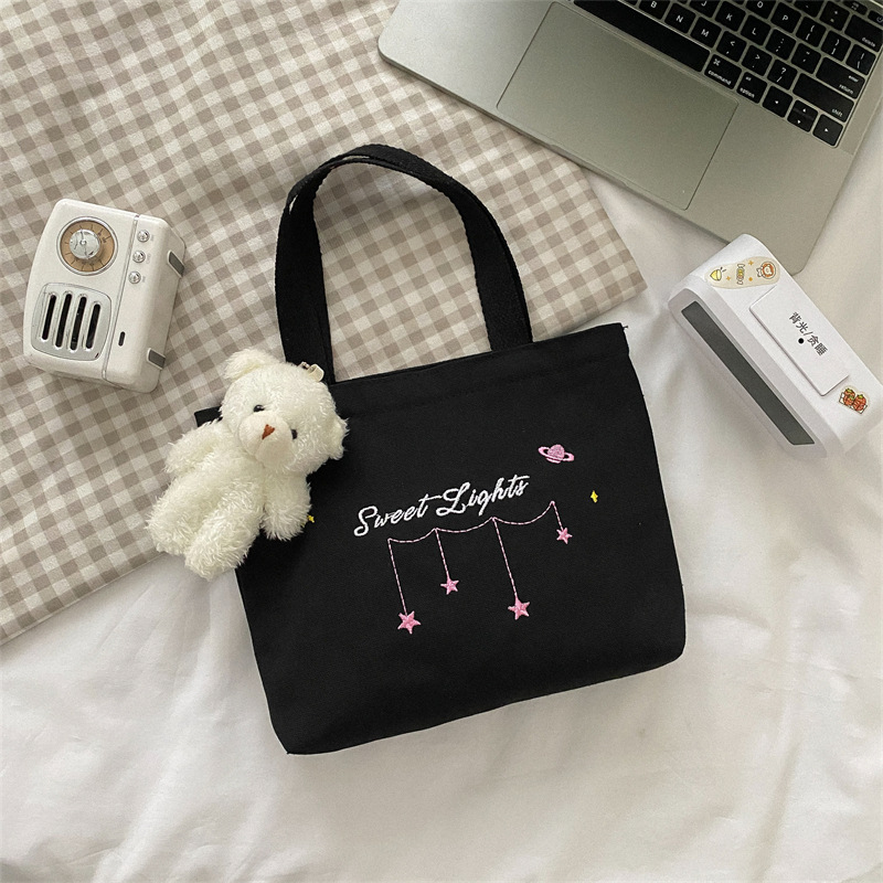 Japanese Style Canvas Letter Print Shoulder Bag - Image 5