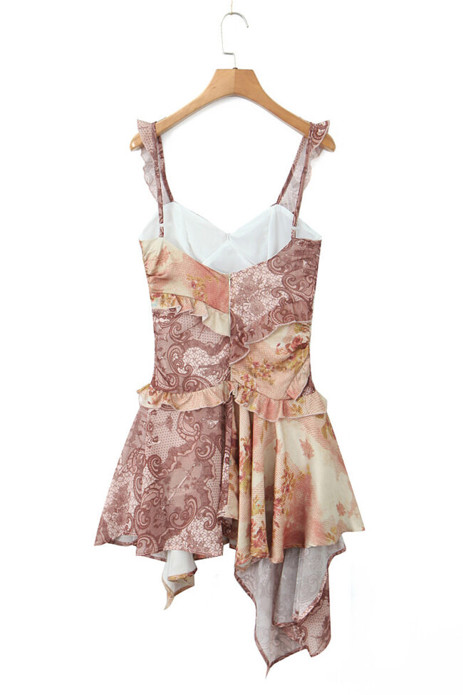 The Suzanne Vintage Printed Stitching Sling Dress Detail – La Rose Couture Dresses & Gowns