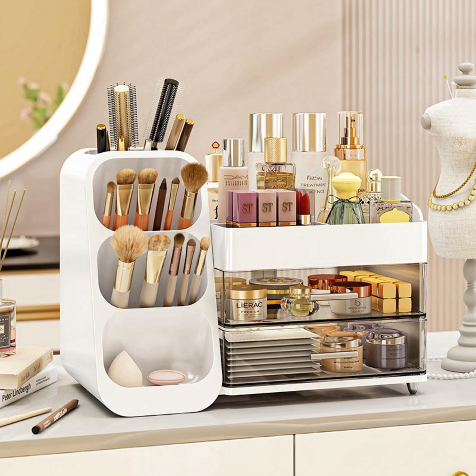 Cosmetic Organizer Storage Box with Drawers
