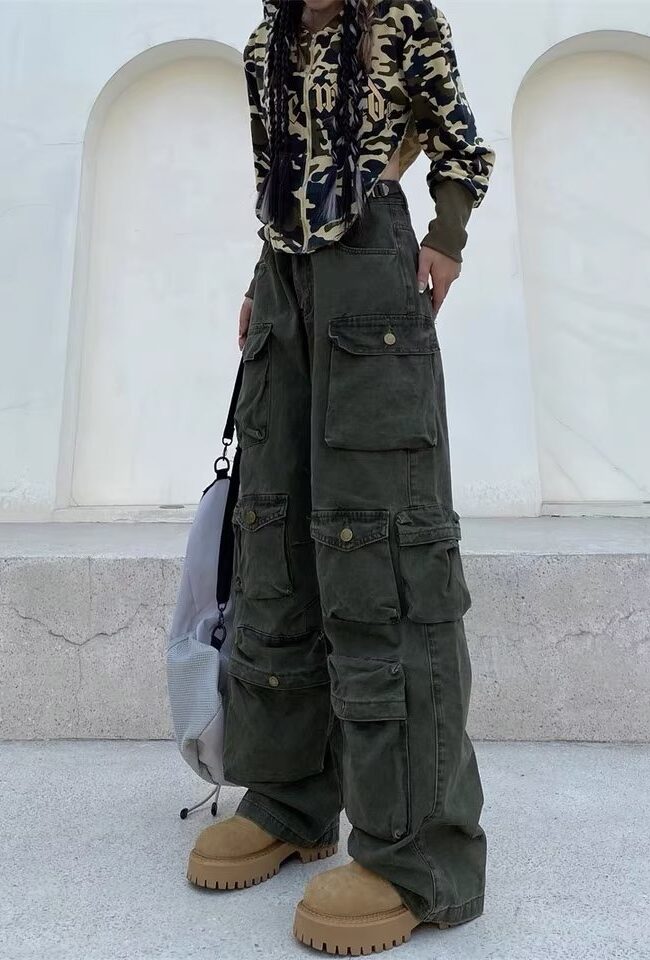 The Pauline Tall American Style Street Wide Leg Cow Pants High Straight Detail – La Rose Couture Trousers & Skirts