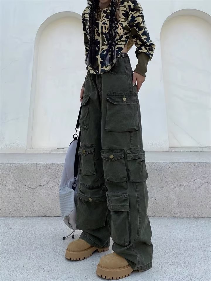 Tall American-style Street Wide-leg Cow Pants Women's High Street Straight Pants - Image 2
