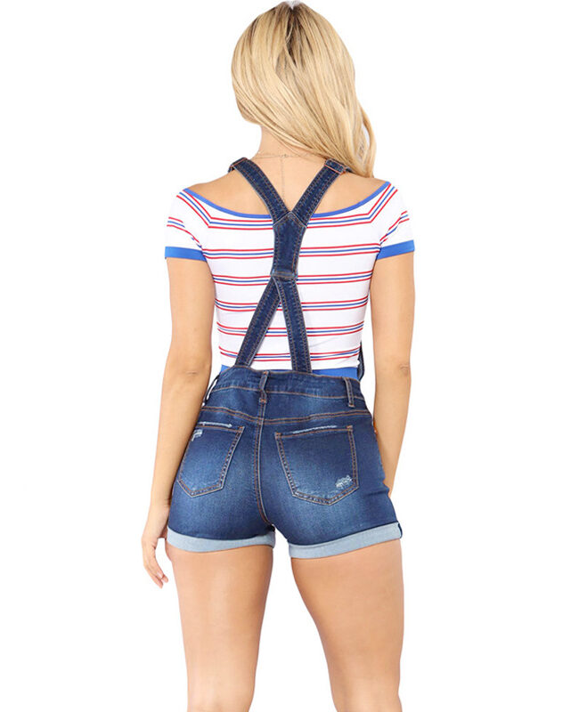 The Isaline Denim Suspenders Pants Detail – La Rose Couture Trousers & Skirts