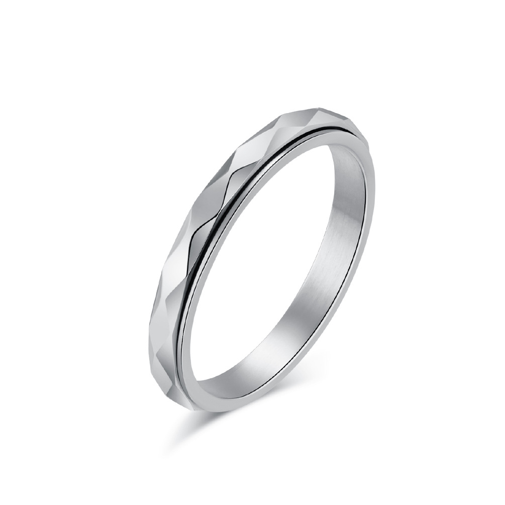 Geometric Rotating Titanium Steel Ring - Image 2