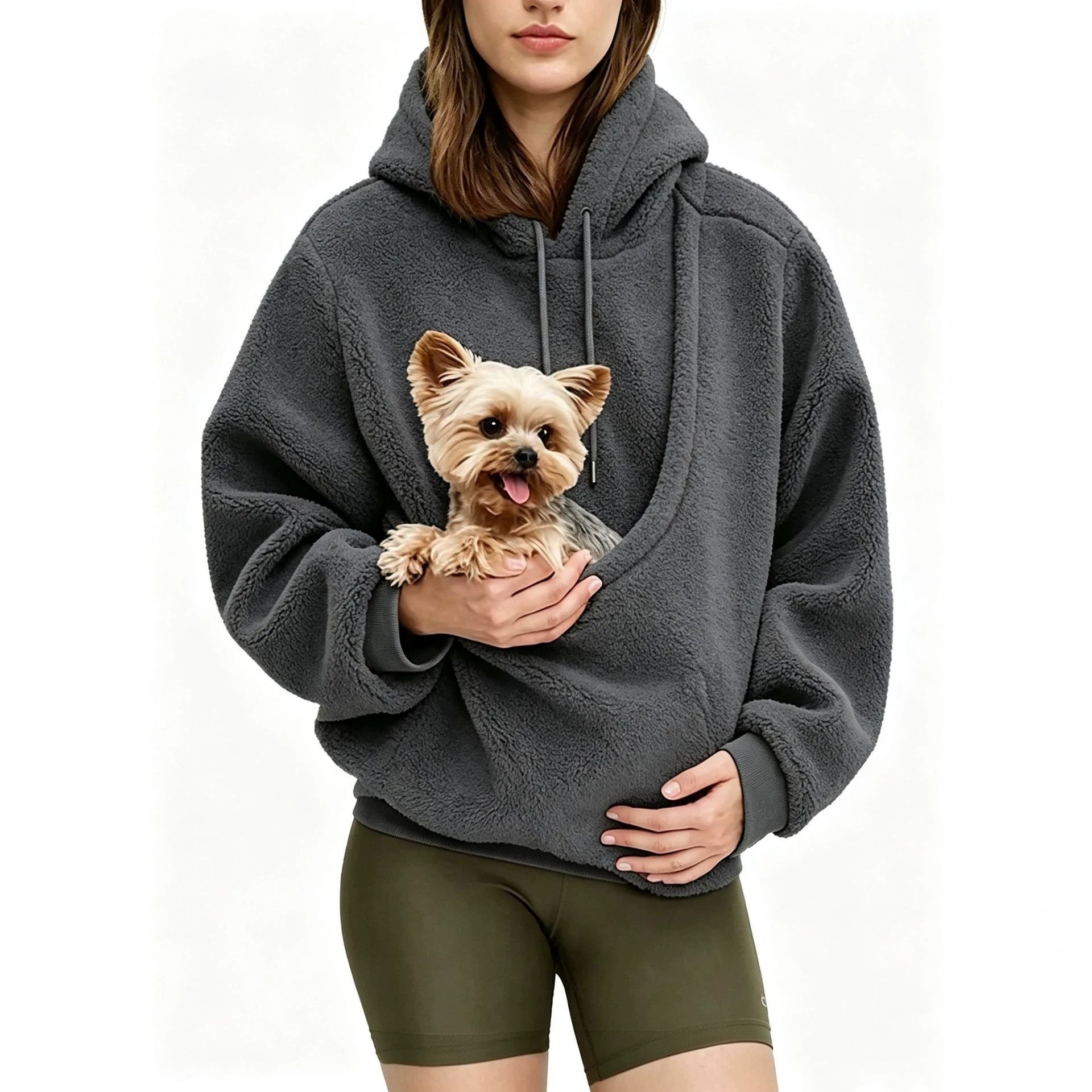 Women's Solid Hoodie with Kangaroo Pocket - Image 4