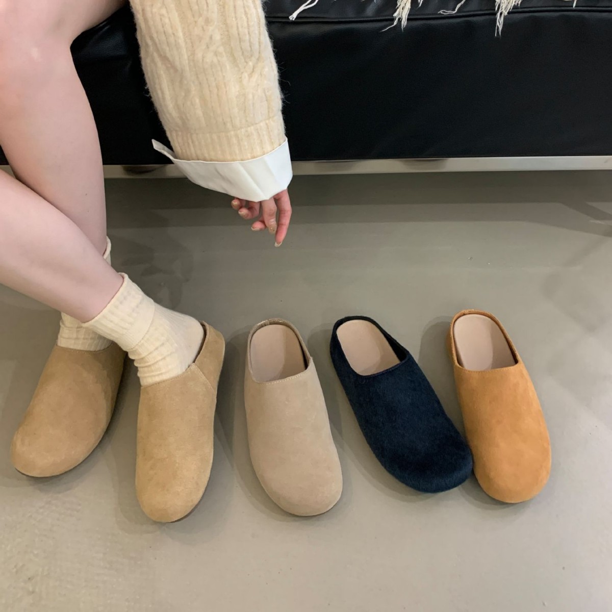 Vintage Chunky Platform Plush Lined Slip-On Loafers for Women