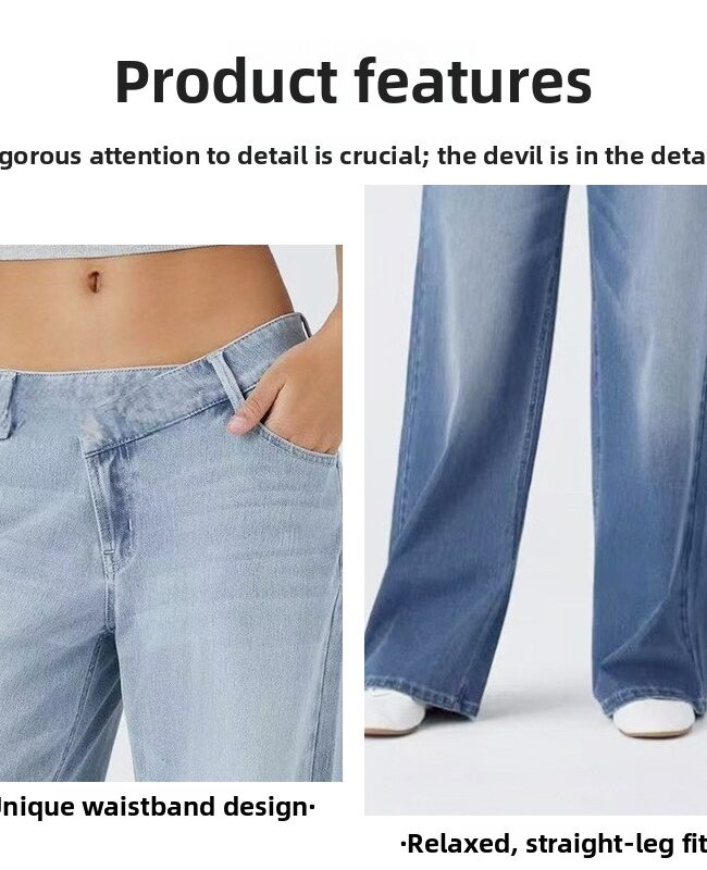 The Sabine Denim Trousers Detail – La Rose Couture Trousers & Skirts
