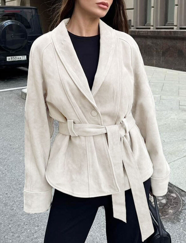 The Jeanne Retro Suede Long Sleeve Jacket Detail – La Rose Couture Coats & Jackets