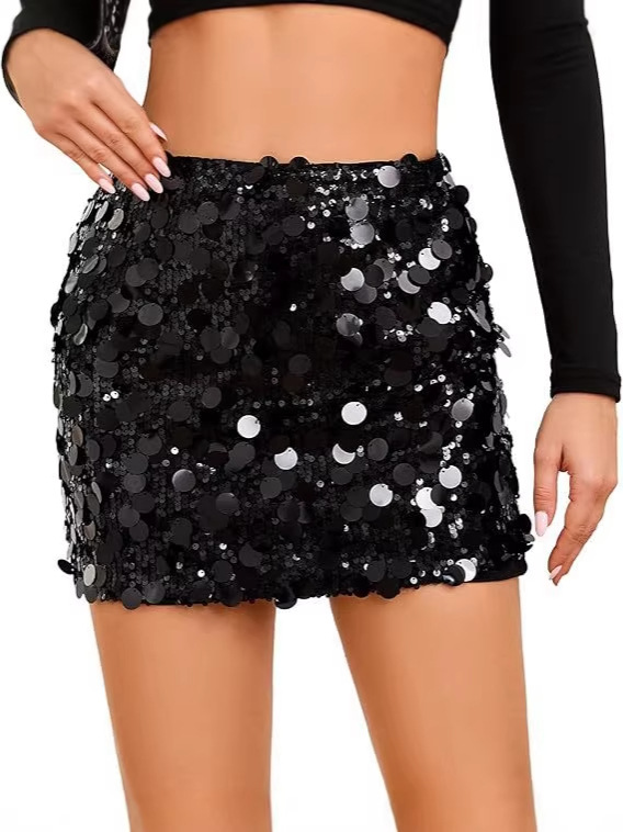 Women's sequin skirt stretch tight mini skirt