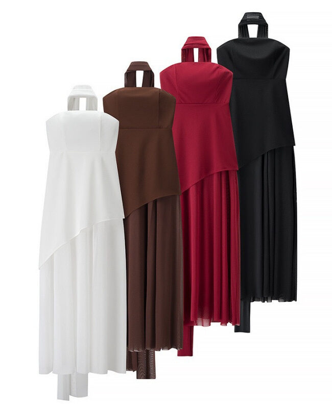 The Juliette Lace Up Neck Mesh Splicing a Line Dress Detail – La Rose Couture Dresses & Gowns