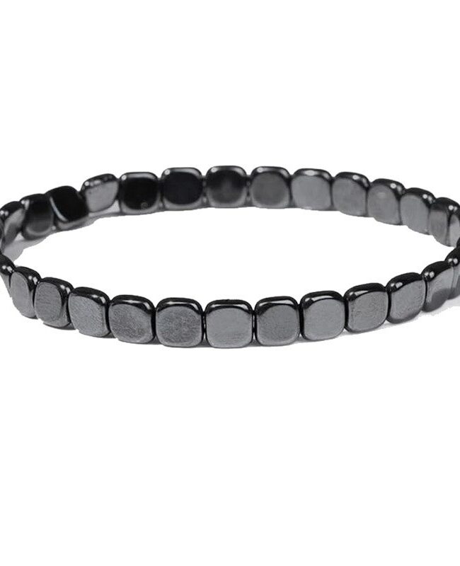 The Sibylle Black Stone Elastic Square Bracelet Hematite Beaded Detail – La Rose Couture Jewellery & Accessories