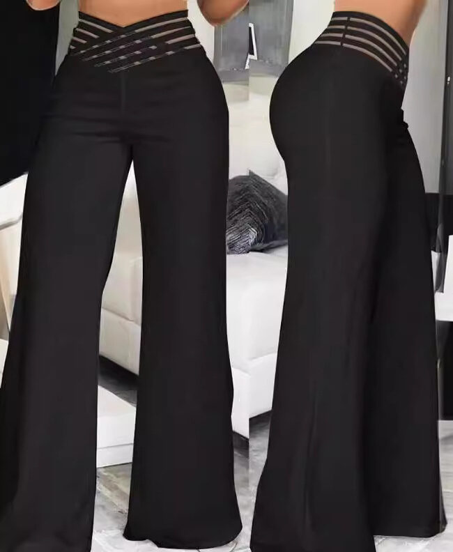 The Fleur High Waist Wide Leg Pants Detail – La Rose Couture Trousers & Skirts