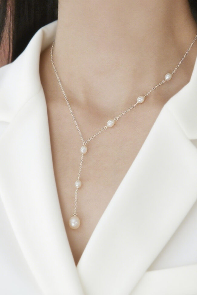 The Amelie Pearl Geometry Necklace – La Rose Couture Jewellery & Accessories