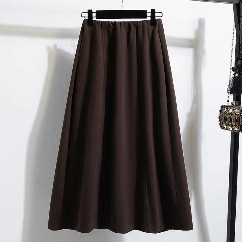 Plus Size Acetate Wool Blend A-Line Skirt with Pockets - Image 4