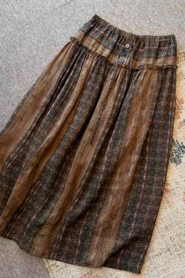 The Hermione Vintage Geometric Print Linen a Line Skirt – La Rose Couture Trousers & Skirts