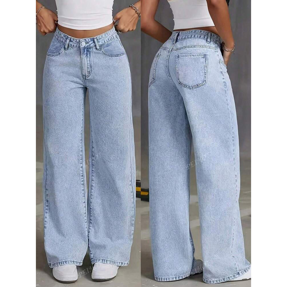 Women's High Waisted Retro Straight Leg Denim Pants - Image 3