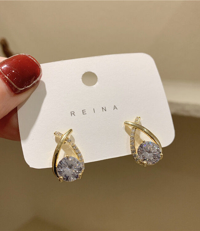 The Blanche Minimalist Exquisite Diamond Cross Earrings Light Luxury Geometric Design – La Rose Couture Jewellery & Accessories