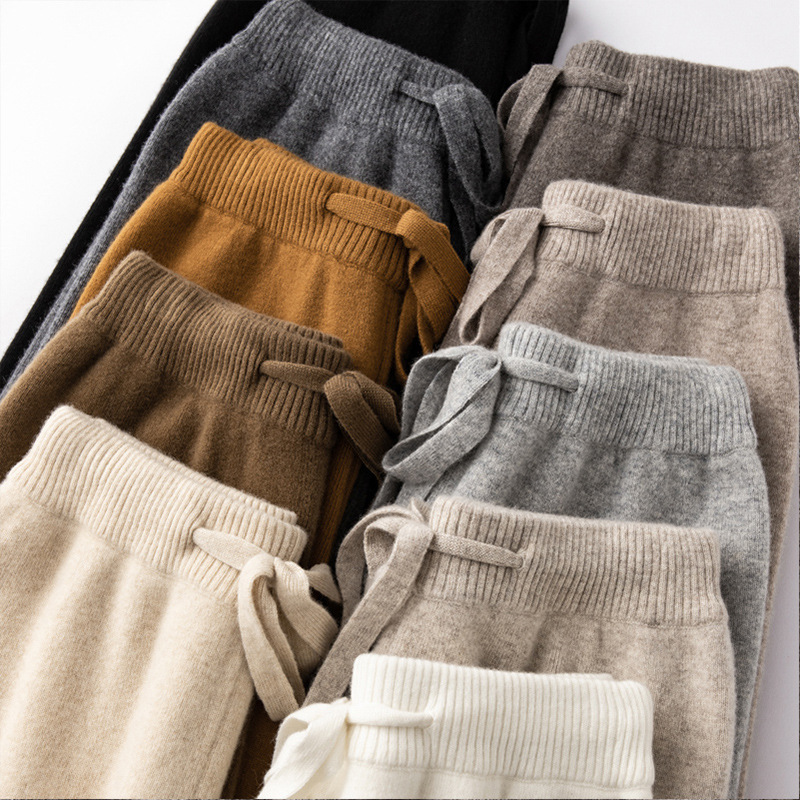 Women's pure wool drapey knitted wide-leg pants - Image 3