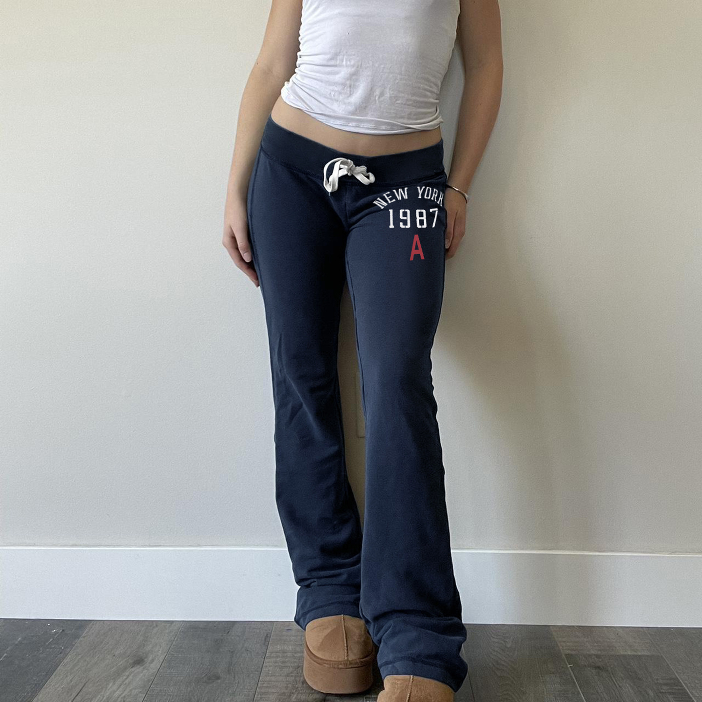Women Low-Waist Tie-Dye Color-Block Flared Casual Pants - Image 2