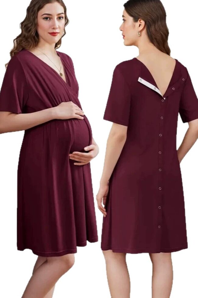 Loose V Neck Short Sleeve Dress Detail – La Rose Couture Dresses & Gowns