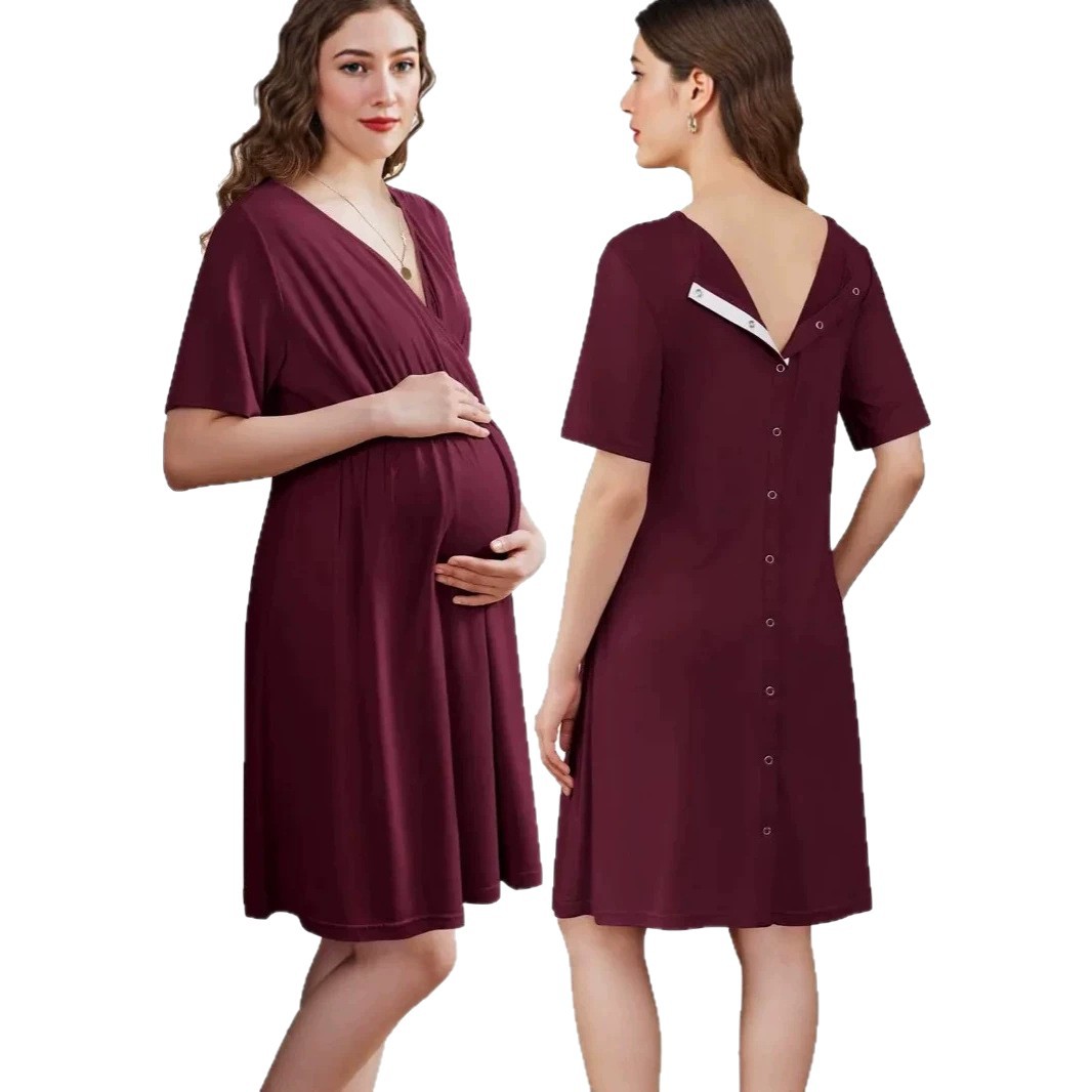 Loose V-Neck Short Sleeve Dress - Image 5
