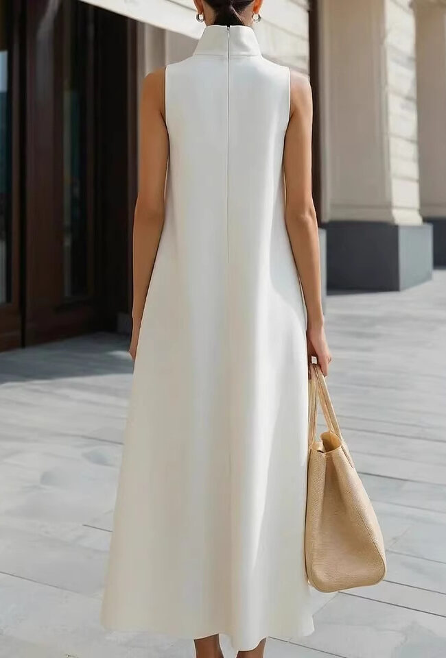 The Virginie Elegant Stand Collar Button Vest Dress Detail – La Rose Couture Dresses & Gowns
