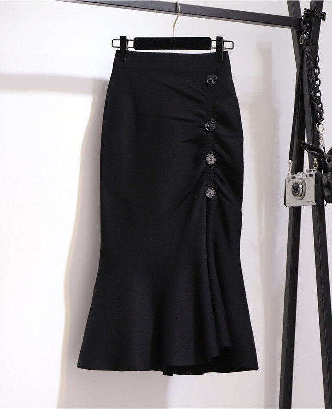 The Salome Pencil Skirt Midi Length Plaid Fishtail Detail – La Rose Couture Trousers & Skirts