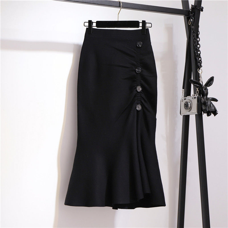 Women Pencil Skirt Midi Length Plaid Fishtail - Image 5