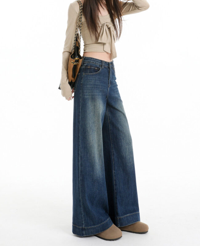 The Coralie High Waist Wide Leg Jeans Detail – La Rose Couture Trousers & Skirts