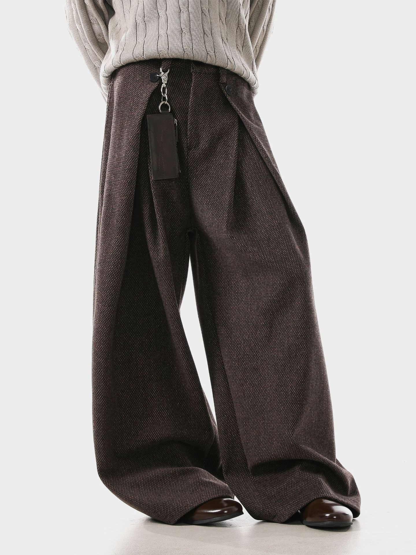 Retro A-line pleated casual wide-leg pants - Image 4