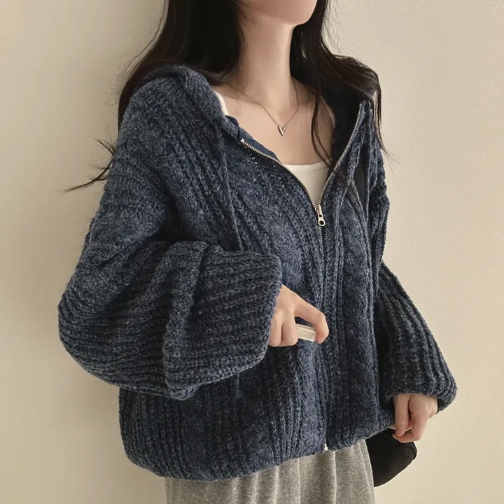 Twisted Retro Hooded Zip-Up Long-Sleeve Jacket - Image 2