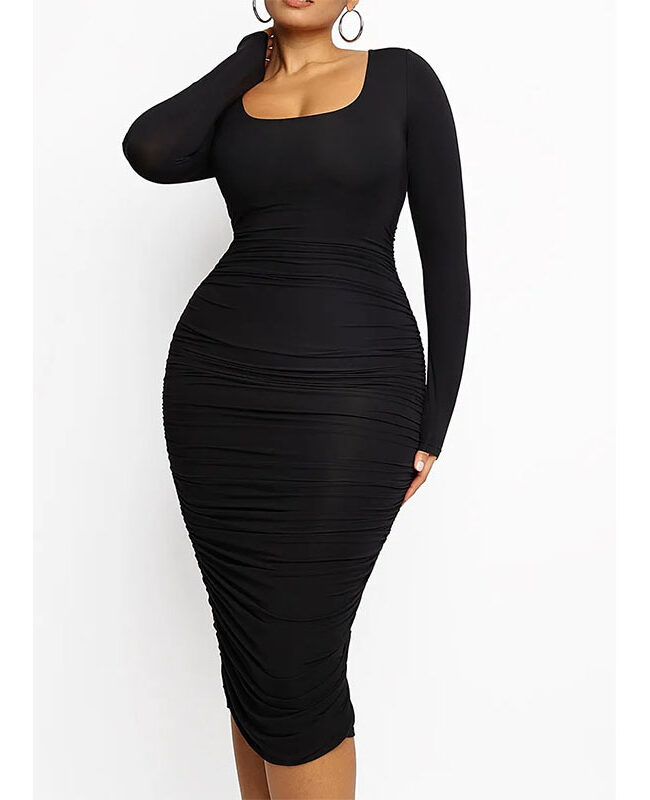 The Marlene Square Neck Bodycon Dress with Slim Fit Detail – La Rose Couture Dresses & Gowns