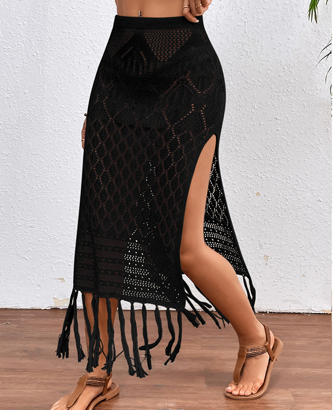 The Constance High Slit Fringed Skirt Detail – La Rose Couture Trousers & Skirts