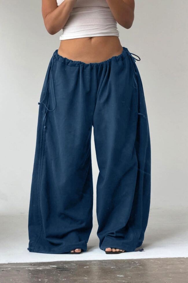 The Virginie Drawstring Waist Wide Leg Pants Detail – La Rose Couture Trousers & Skirts