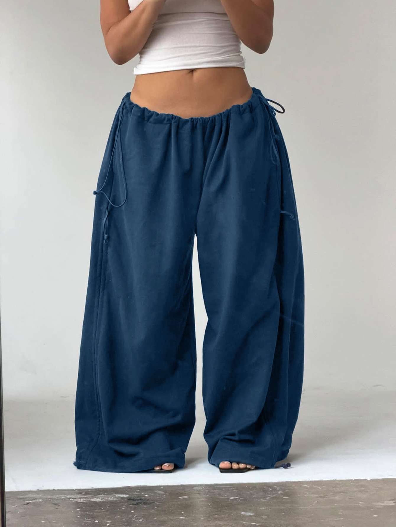 Drawstring Waist Wide Leg Pants - Image 5