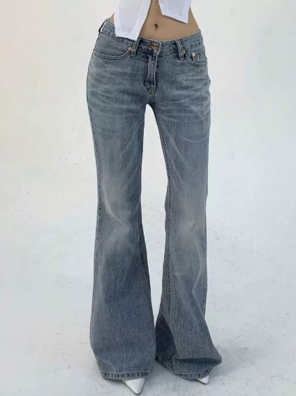 Vintage Blue Flared Denim Jeans for Women - Image 5