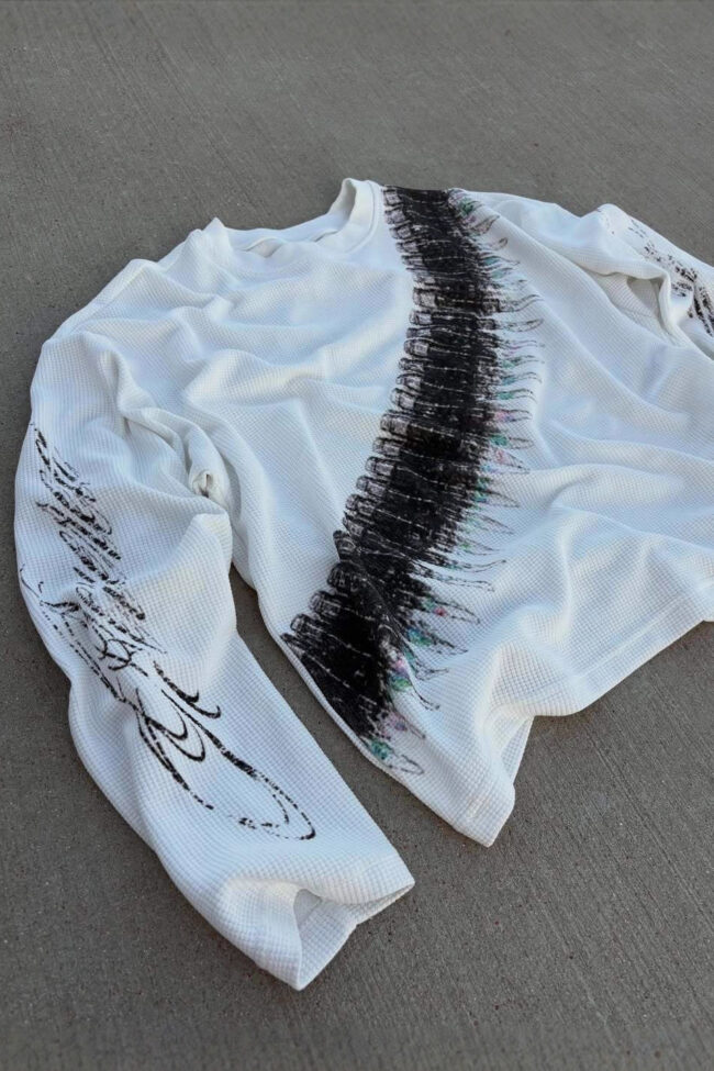 The Garance Y2k Bullet Letter Print Long Sleeve T Shirt Detail – La Rose Couture Tops & Blouses