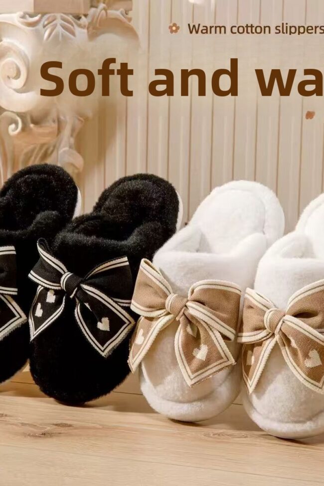 The Prudence Plush Bow Decor Home Slippers Detail – La Rose Couture Shoes & Footwear