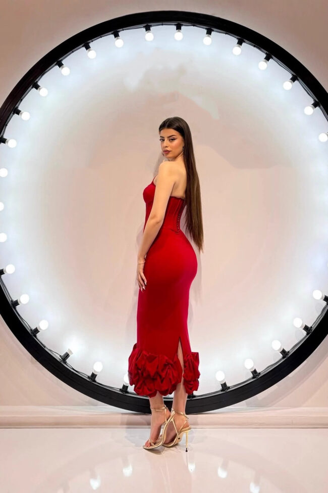 The Valentine Elegant Knitted Bandage Dress Detail – La Rose Couture Dresses & Gowns