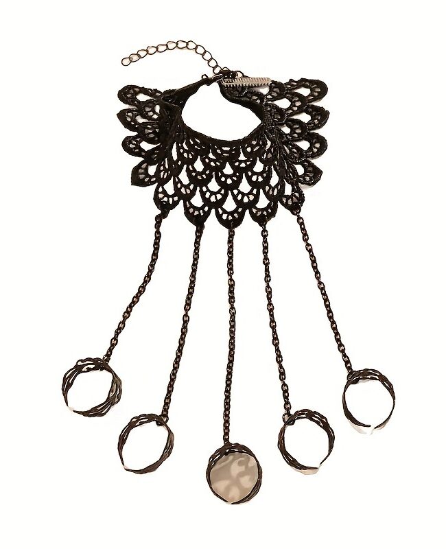 The Diane Gothic Ghost Finger Bracelet Punk Cone Shaped Nail Chain Ring Black Detail – La Rose Couture Jewellery & Accessories