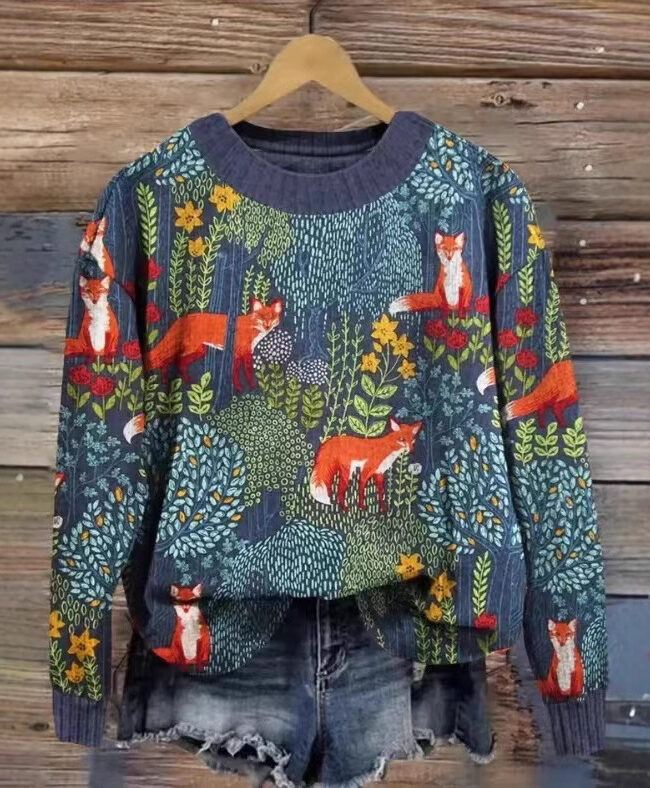 The Melanie Print Long Sleeve Sweatshirt Detail – La Rose Couture Tops & Blouses