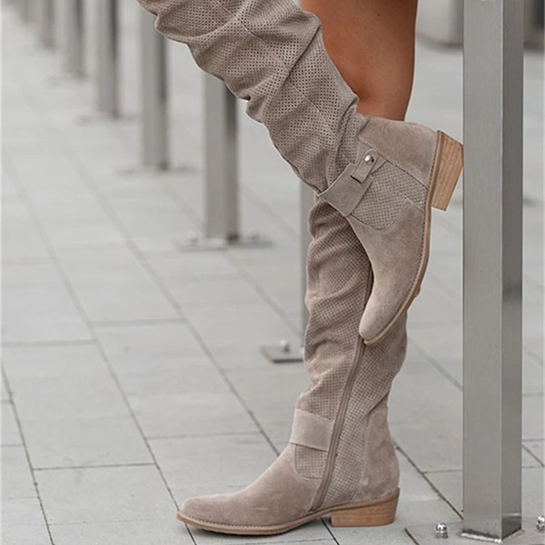 Side-zipper burnout high-top women’s boots - Image 3