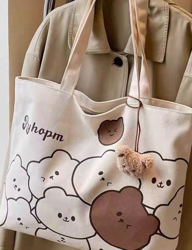 The Isaline Little Bear Canvas Bag Detail – La Rose Couture Handbags & Clutches
